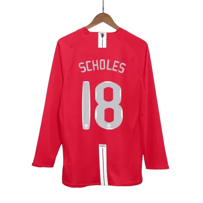 SCHOLES #18 Manchester United Jersey 2007/08 Home Retro - Long Sleeve - ijersey