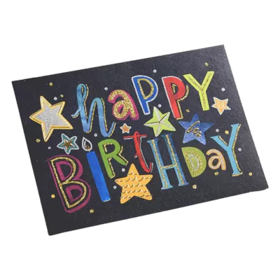 Custom Colorful Star Birthday Card Black - ijersey